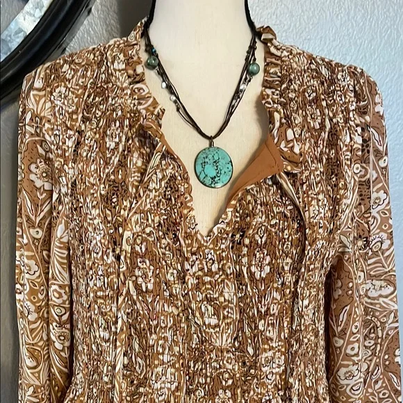 MELLODAY Bohemian Paisley Print Blouse. - Picture 3 of 5